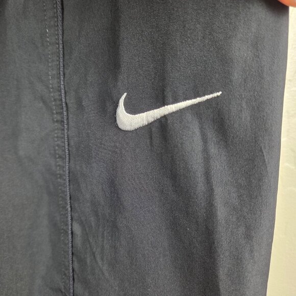 Nike Mesh Lined Windbreaker Track Pants w Zipper Ankles Black Womens L 12-14 Y2K - Picture 5 of 12